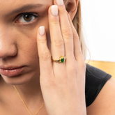 Sterling Silver Green Claddagh Ring